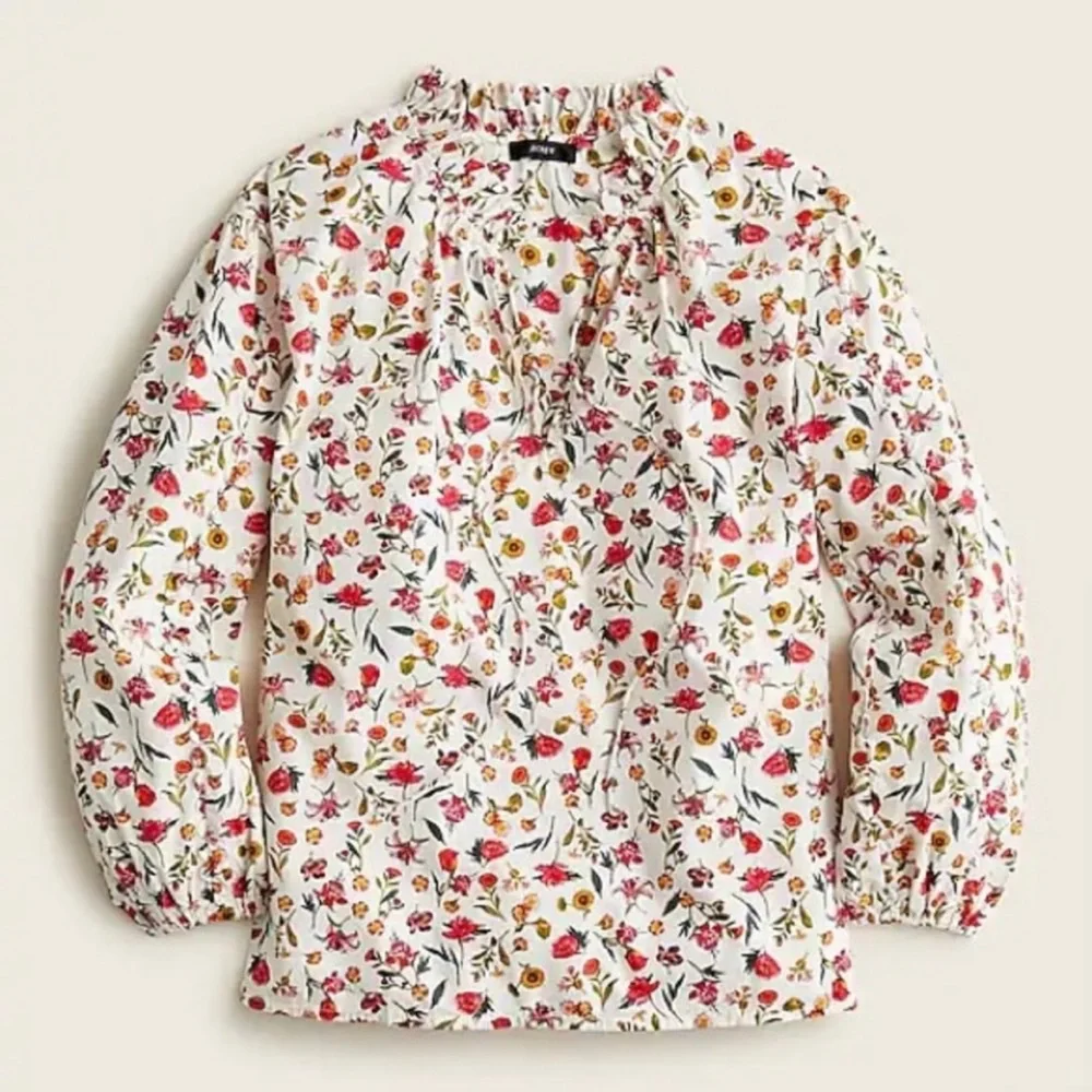 J.Crew Scalloped Tie Neck Vintage Top